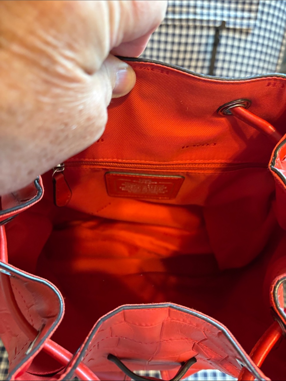 Coach Red Leather turnlock rucksack with Front Pockets - Picture 9 of 10
